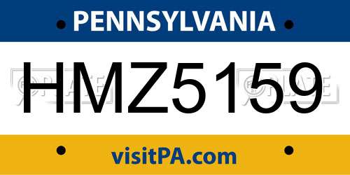 HMZ5159 Pennsylvania License Plate