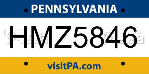 HMZ5846 Pennsylvania License Plate