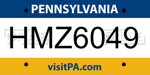 HMZ6049 Pennsylvania License Plate
