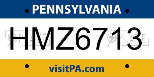 HMZ6713 Pennsylvania License Plate