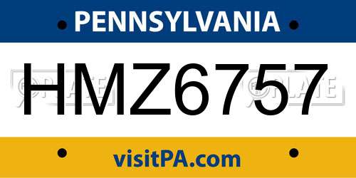 HMZ6757 Pennsylvania License Plate