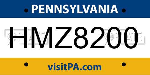 HMZ8200 Pennsylvania License Plate