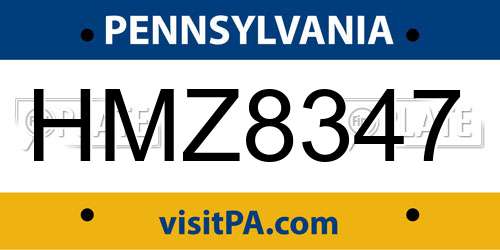 HMZ8347 Pennsylvania License Plate