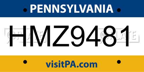 HMZ9481 Pennsylvania License Plate