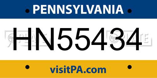 HN55434 Pennsylvania License Plate