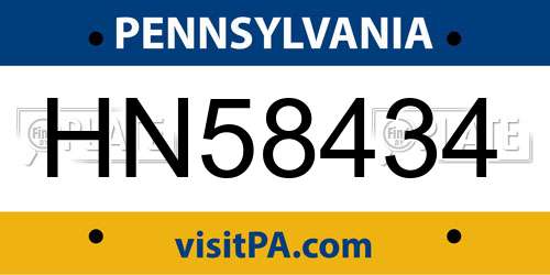 HN58434 Pennsylvania License Plate