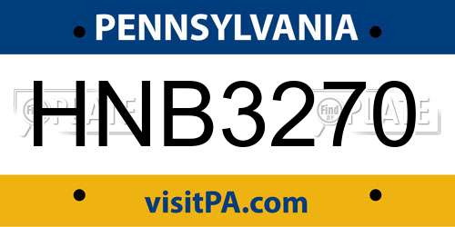 HNB3270 Pennsylvania License Plate