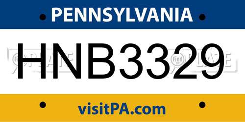 HNB3329 Pennsylvania License Plate