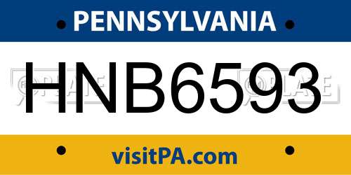 HNB6593 Pennsylvania License Plate