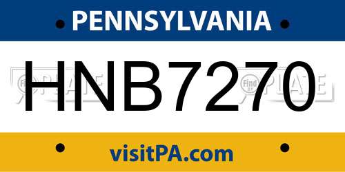 HNB7270 Pennsylvania License Plate