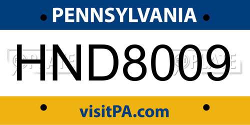 HND8009 Pennsylvania License Plate