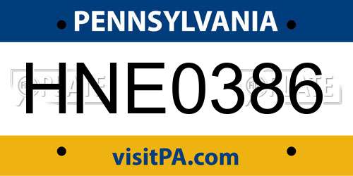 HNE0386 Pennsylvania License Plate