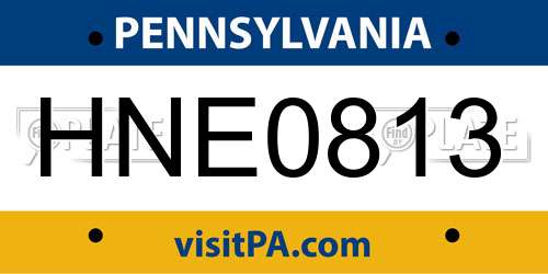 HNE0813 Pennsylvania License Plate