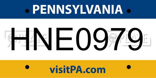 HNE0979 Pennsylvania License Plate