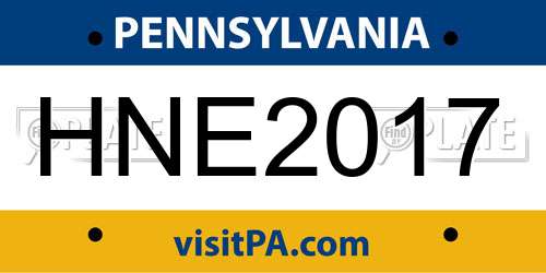 HNE2017 Pennsylvania License Plate