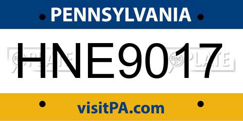 HNE9017 Pennsylvania License Plate