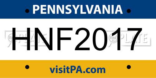 HNF2017 Pennsylvania License Plate