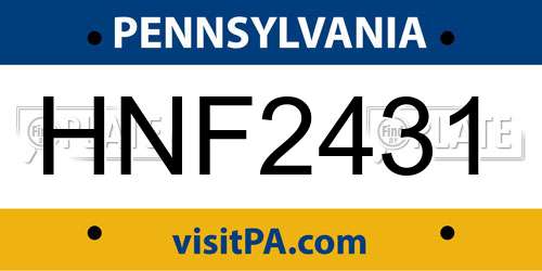 HNF2431 Pennsylvania License Plate