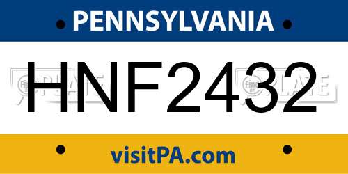 HNF2432 Pennsylvania License Plate