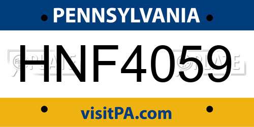 HNF4059 Pennsylvania License Plate