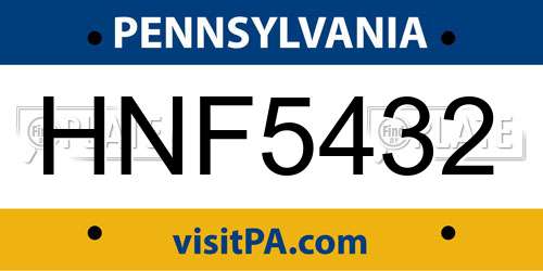HNF5432 Pennsylvania License Plate