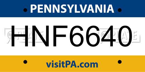 HNF6640 Pennsylvania License Plate
