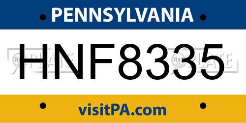 HNF8335 Pennsylvania License Plate