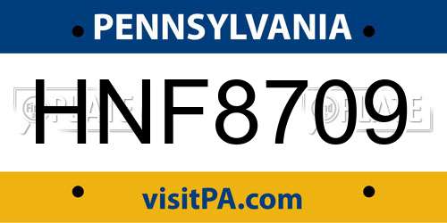 HNF8709 Pennsylvania License Plate