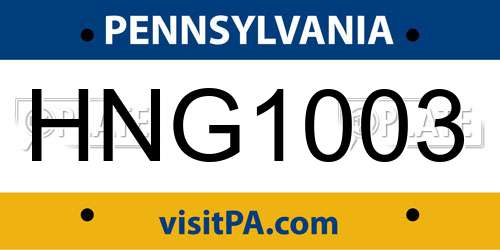 HNG1003 Pennsylvania License Plate