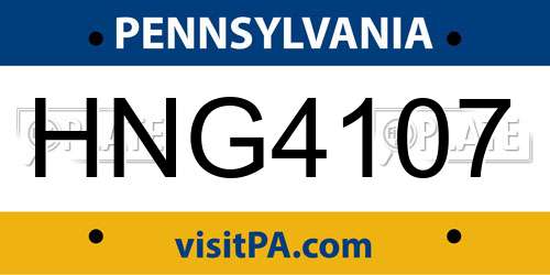 HNG4107 Pennsylvania License Plate