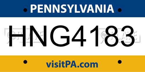 HNG4183 Pennsylvania License Plate