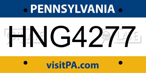 HNG4277 Pennsylvania License Plate