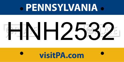 HNH2532 Pennsylvania License Plate