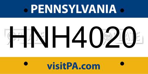 HNH4020 Pennsylvania License Plate