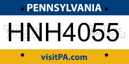 HNH4055 Pennsylvania License Plate