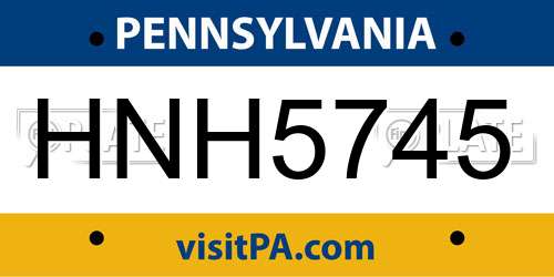 HNH5745 Pennsylvania License Plate
