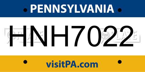HNH7022 Pennsylvania License Plate