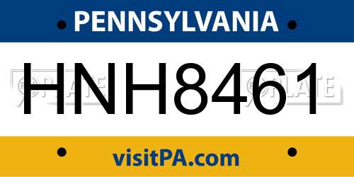 HNH8461 Pennsylvania License Plate