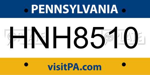 HNH8510 Pennsylvania License Plate