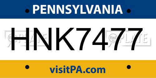 HNK7477 Pennsylvania License Plate