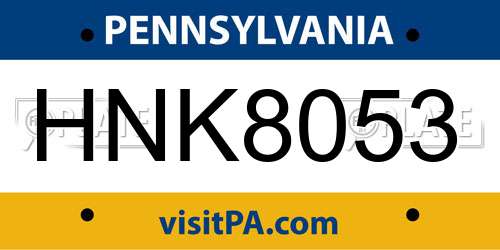 HNK8053 Pennsylvania License Plate