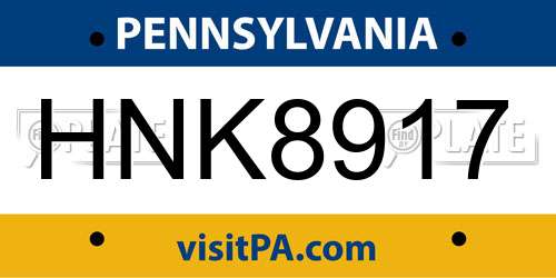 HNK8917 Pennsylvania License Plate