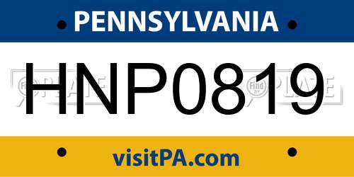 HNP0819 Pennsylvania License Plate