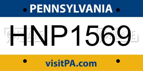 HNP1569 Pennsylvania License Plate