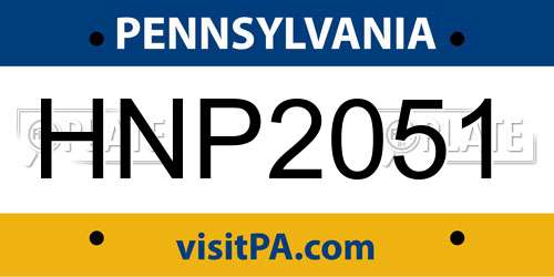 HNP2051 Pennsylvania License Plate