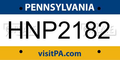HNP2182 Pennsylvania License Plate