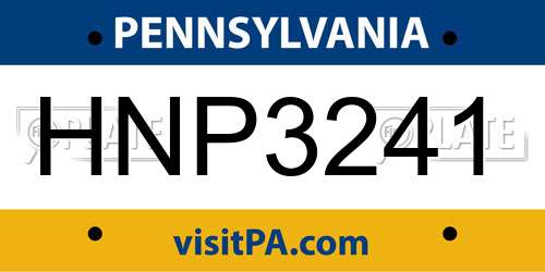 HNP3241 Pennsylvania License Plate