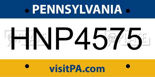 HNP4575 Pennsylvania License Plate