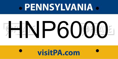 HNP6000 Pennsylvania License Plate