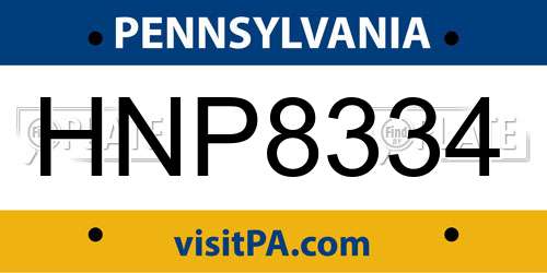HNP8334 Pennsylvania License Plate